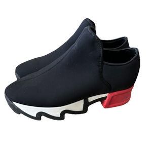 IRi NYC Unisex Black Red Heel Neoprene Sneakers l Futuristic Sz 38/ 8 USA